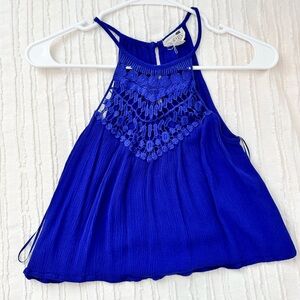 LA Hearts Blue Halter Crop Top Sz. S